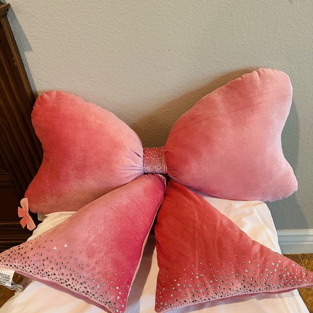Pink Bow Shaped Pillow's with Rhinestones